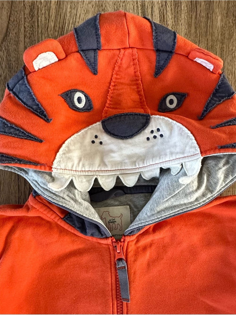 Mini Boden Tiger Zip-Up Hoodie